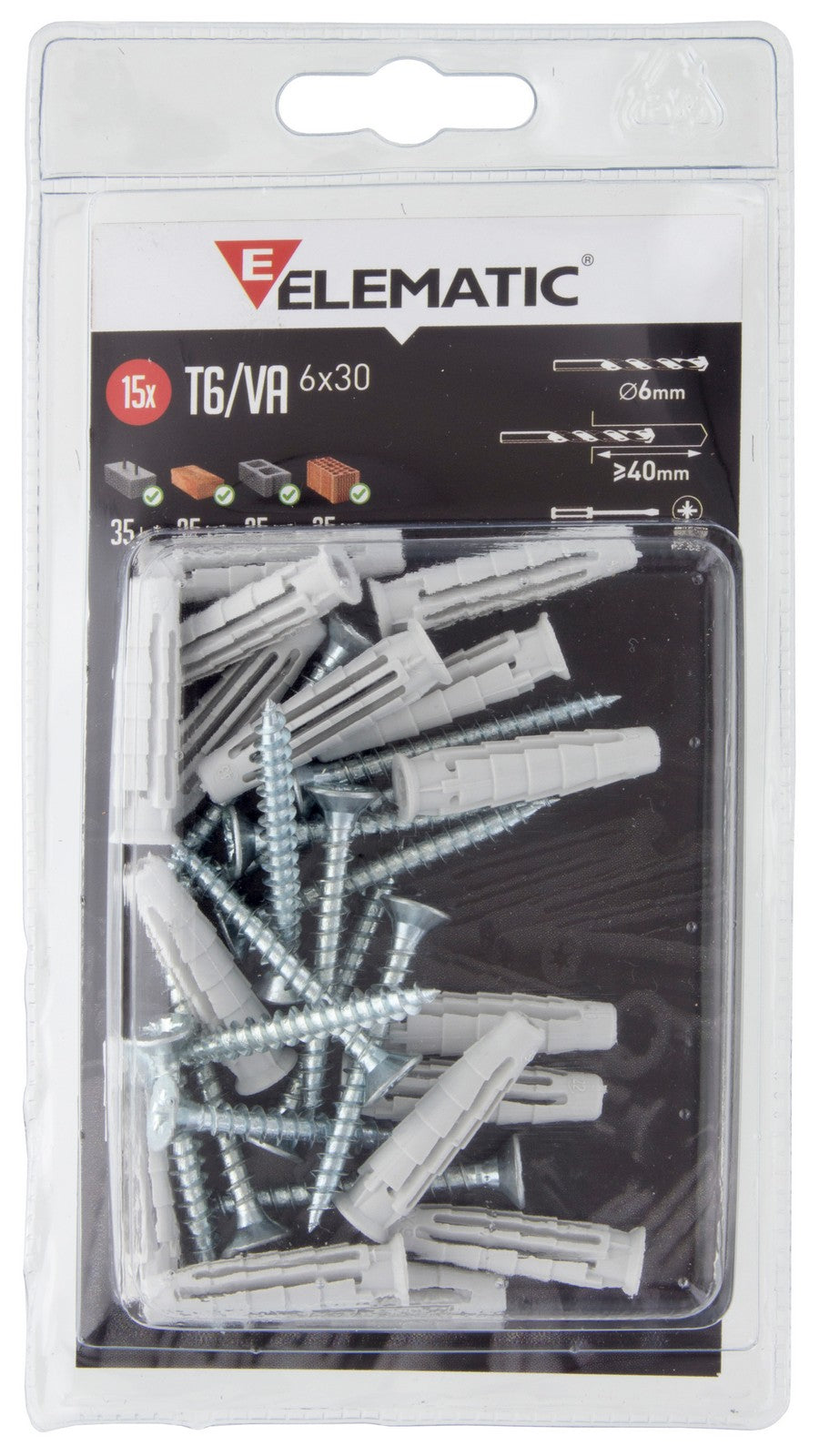 elematic tassello t6/ va 5x25 con vite 100 pz cod:ferx.95989