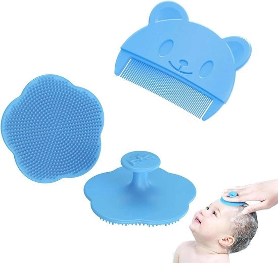 Set di pettini e spazzola per neonati - efficace rimozione di placca e melma - pettine morbidi per capelli dei neonati - set di spazzola e pettine ergonomico per il bagno