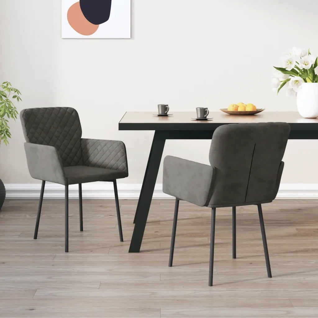 Sedie da Pranzo 2 pz | Sedie da cucina Grigio Scuro in Velluto