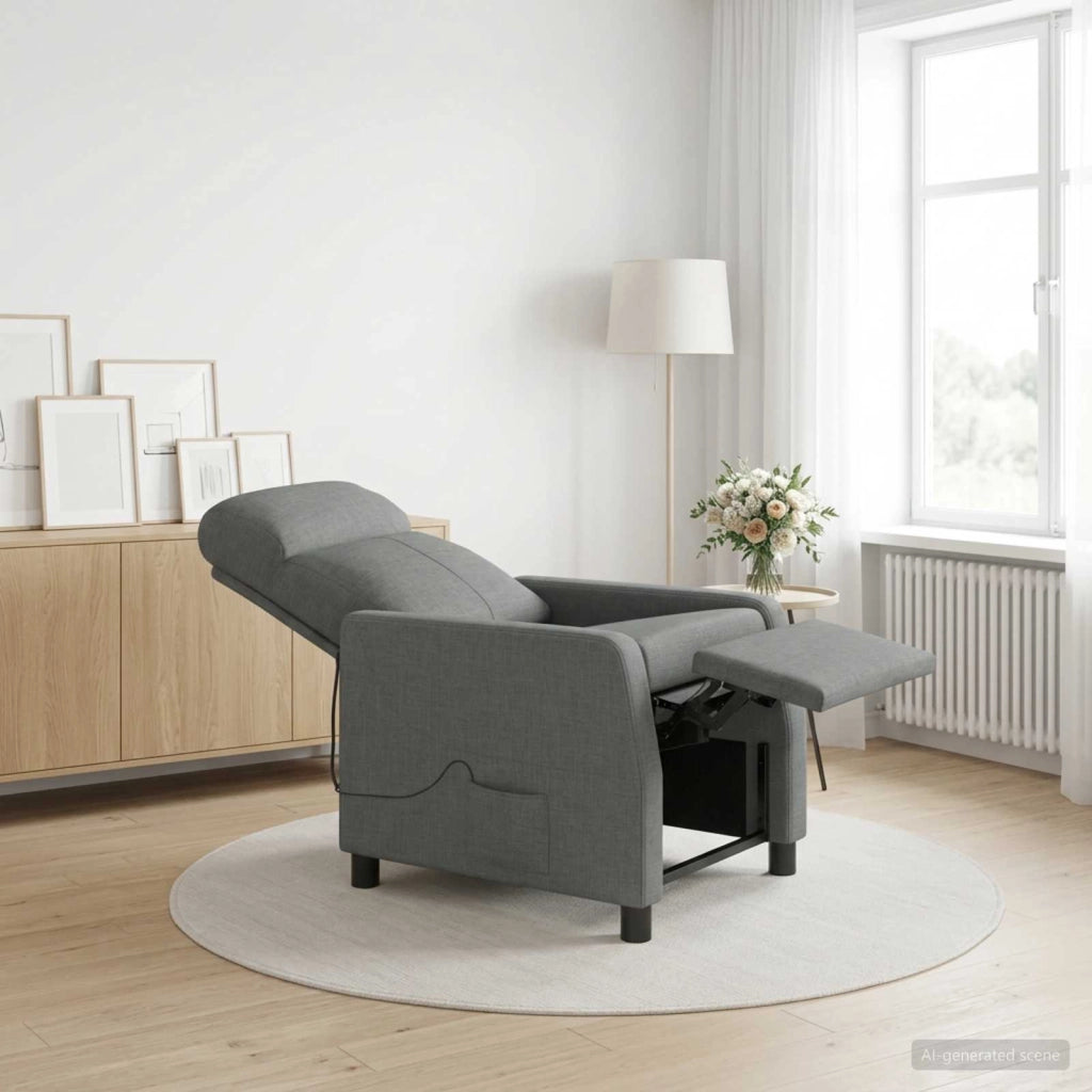 Poltrona Massaggiante Grigio Scuro Tessuto 42035058