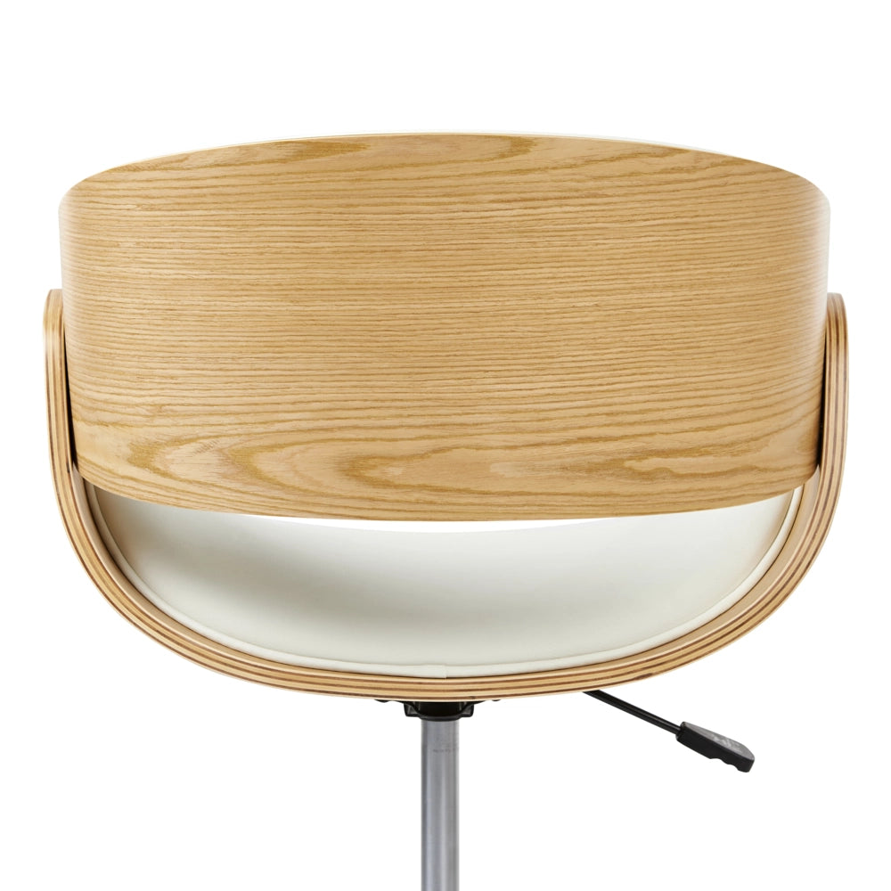 Sedia da ufficio in ecopelle bianco e legno chiaro  arredamento da ufficio elegante