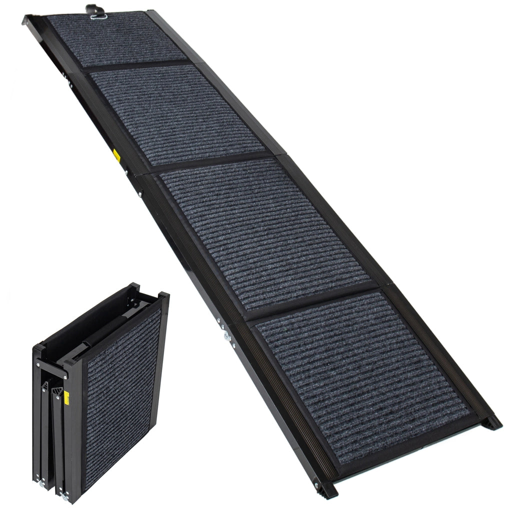 RAMPA PER CANI PIEGHEVOLE 160 x 44 cm NERA CON SUPERFICIE ANTISCIVOLO