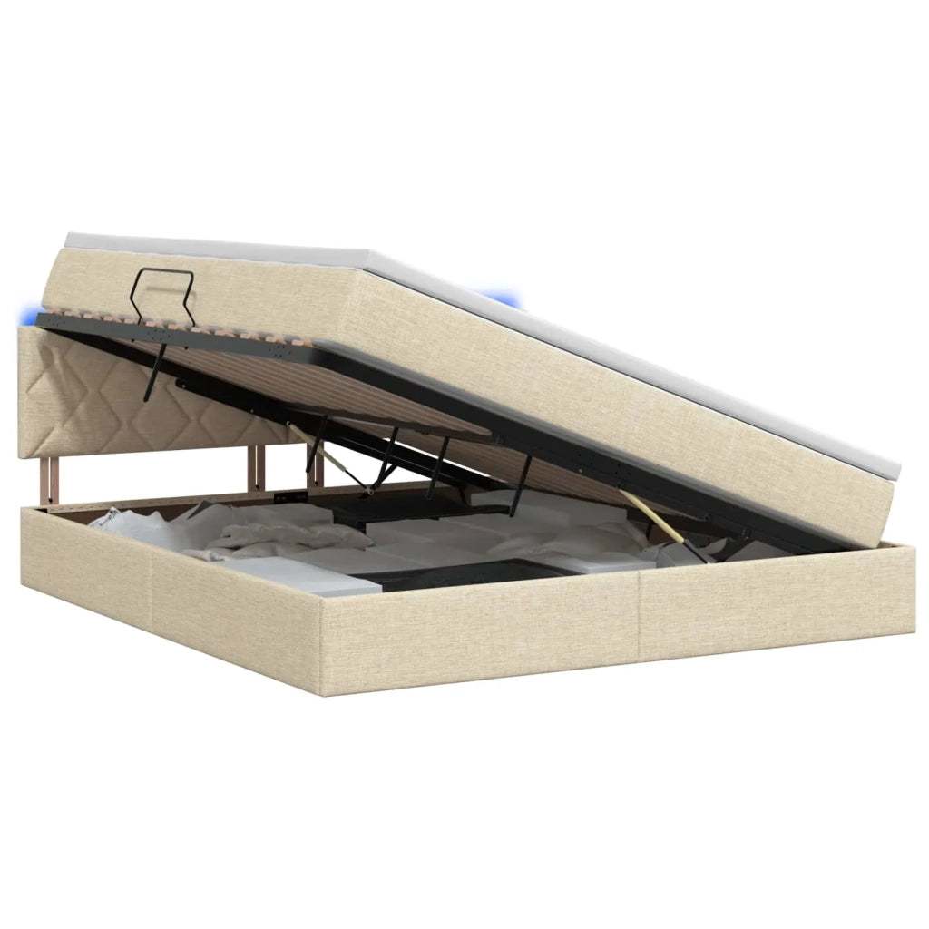Letto con contenitore LED e materasso Crema 160 x 200 cm 3459139