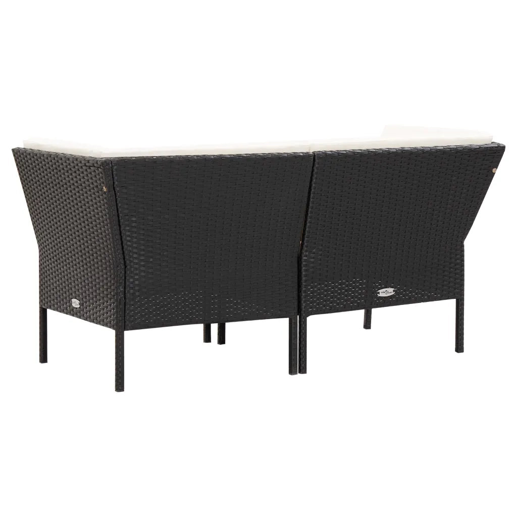 Set Divani da Giardino 6 pz con Cuscini in Polyrattan Nero 48940