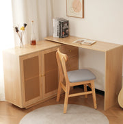 Scrivania ad angolo con mobiletto girevole 360°; 126 cm; MDF effetto legno naturale