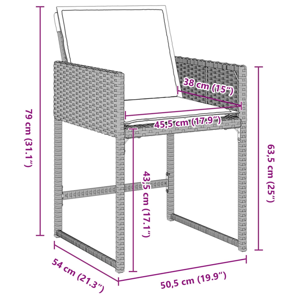 Set da Pranzo da Giardino a 5 Pezzi con Cuscini Grigio Chiaro in Rattan Polimerico