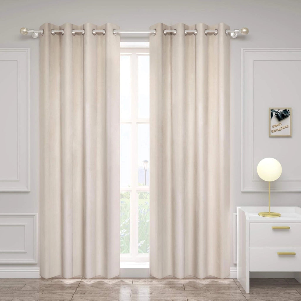 Tende Oscuranti con Occhielli Tende Termiche Opache in Velluto 300 g/m² per Soggiorno Camera da Letto 2 Pannelli Beige 140x225 cm