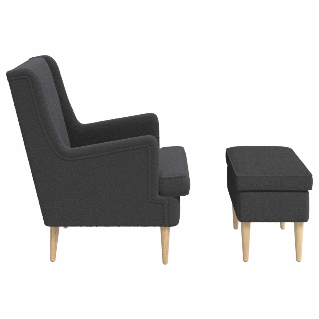 Poltrona con Ottomano 2 pz Grigio Scuro Bouclé 3418840