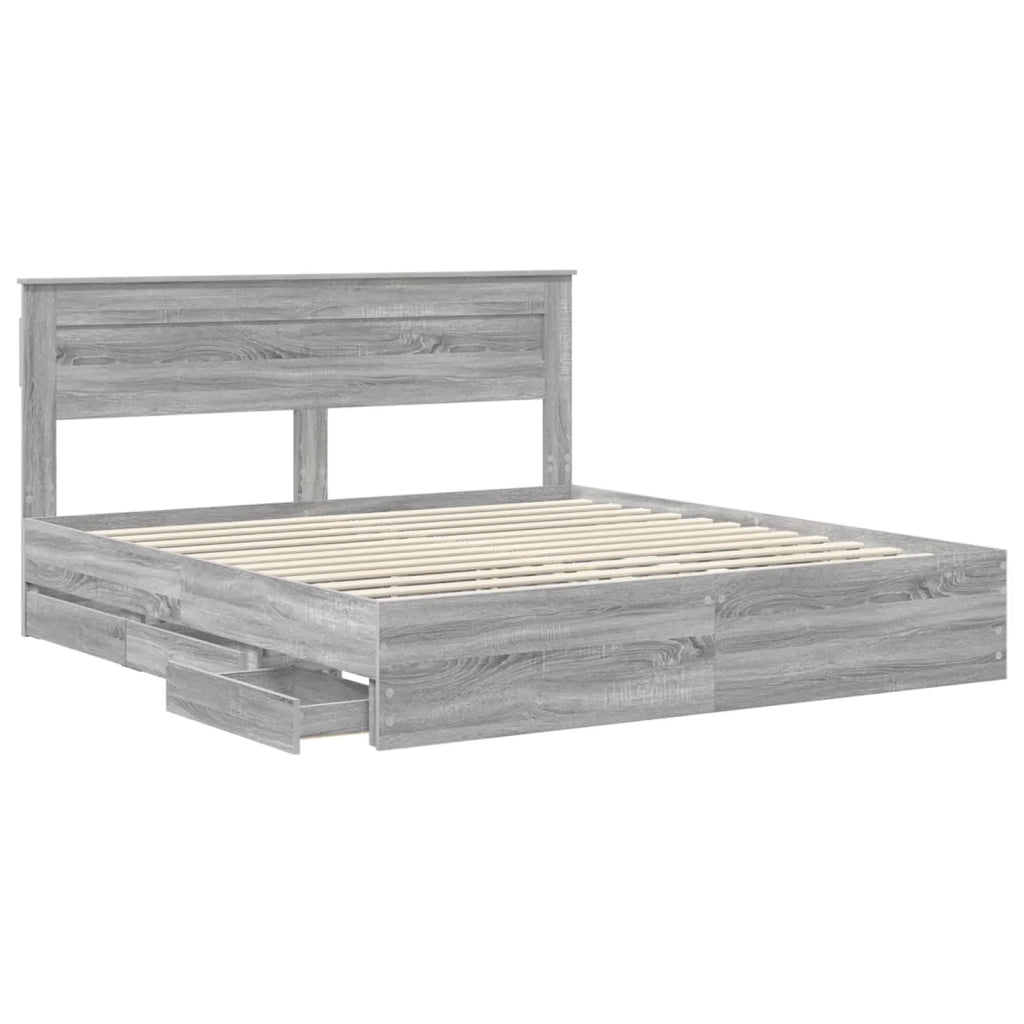 Struttura del letto con cassetto Grigio Sonoma 200 x 200 cm
