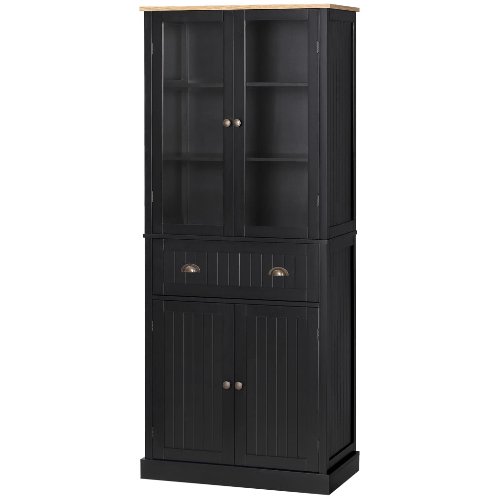 Buffet per cucina ¨C zephmum ¨C 4 ante, 2 vetrate, 1 cassetto, nero