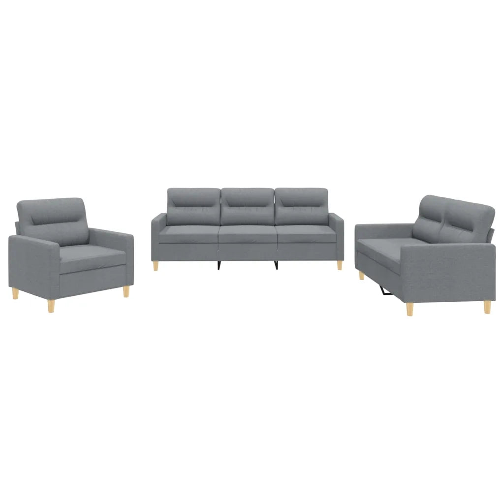 Set di Divani 3 pz con Cuscini Grigio Chiaro in Tessuto 3201536