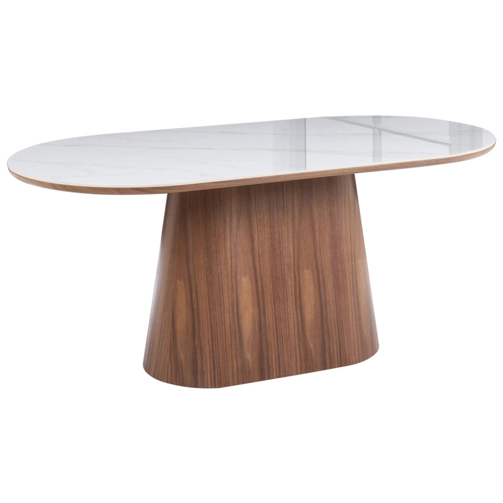 Tavolo da pranzo ovale 180 x 90 cm Gamba in legno MDF impiallacciato frassino Finitura stile moderno