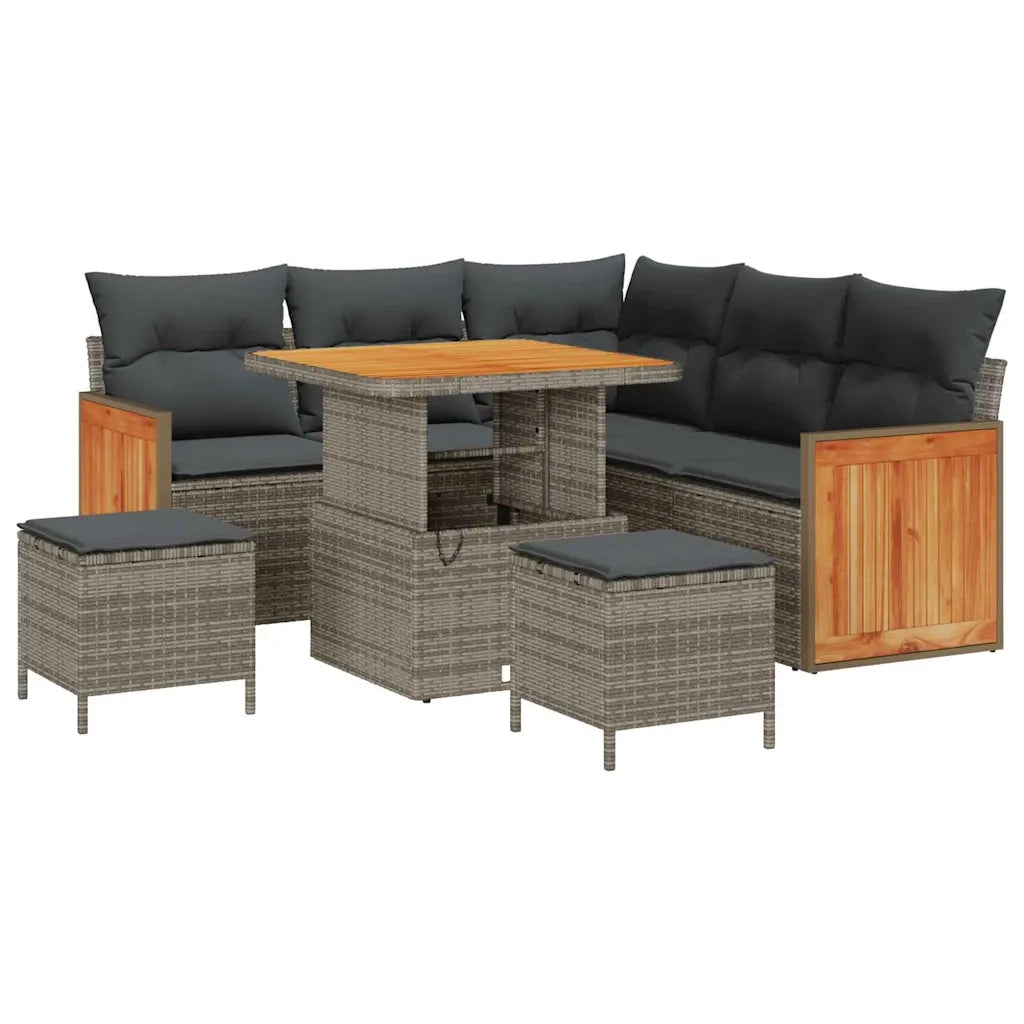 Set Divano da Giardino con cuscino 9 pcs Grigio polyrattan 3365253