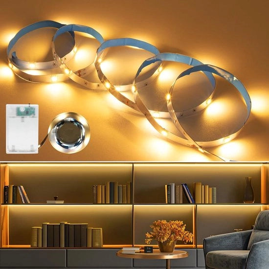 Striscia LED a LED a 2 Metri con Timer e Batterie per Decorazione di Natale e Illuminazione di Cassetta
