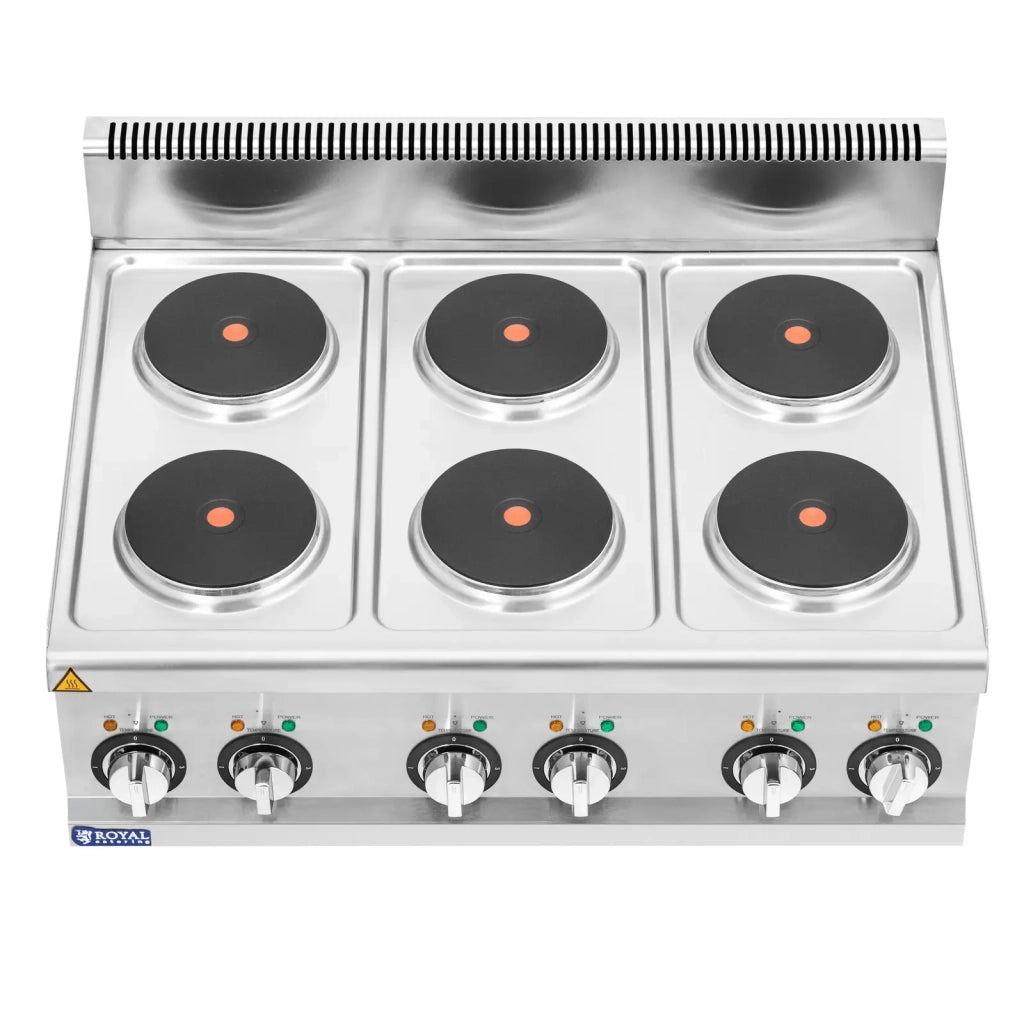 Cucina elettrica professionale 12 kW 6 fuochi 90 x 65 cm acciaio inox 14_0008809