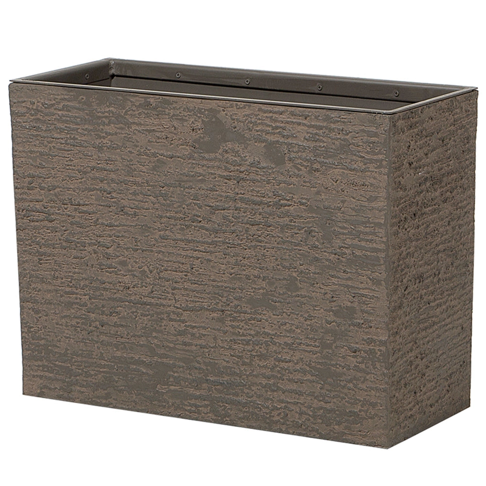 Vaso per piante in pietra marrone 45 x 60 x 25 cm Fioriera rettangolare per interni ed esterni