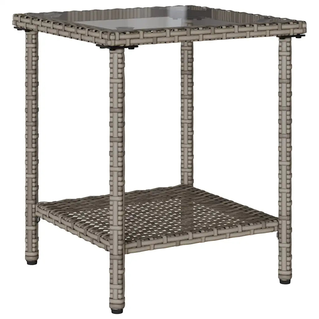 Divano da Giardino con Tavolo e Cuscini a L-Sofa da Giardino-Divano da esterno Grigio Polyrattan 554157