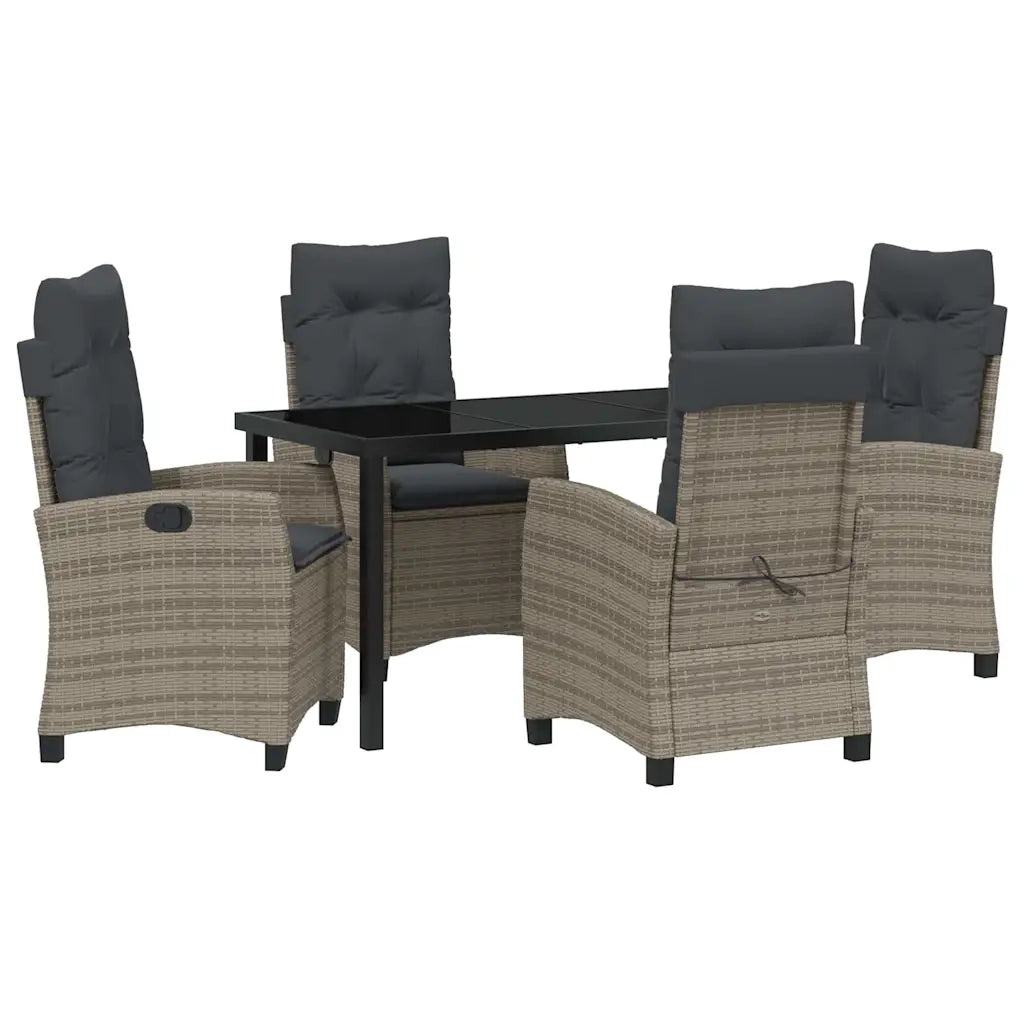 Set da Pranzo per Giardino con cuscino 5 pcs Grigio polyrattan 3380388
