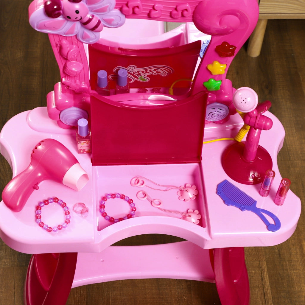 Cameretta bambina con toeletta, specchio, luci, musica, microfono, phon e ripiani ¨C zephmum ¨C rosa