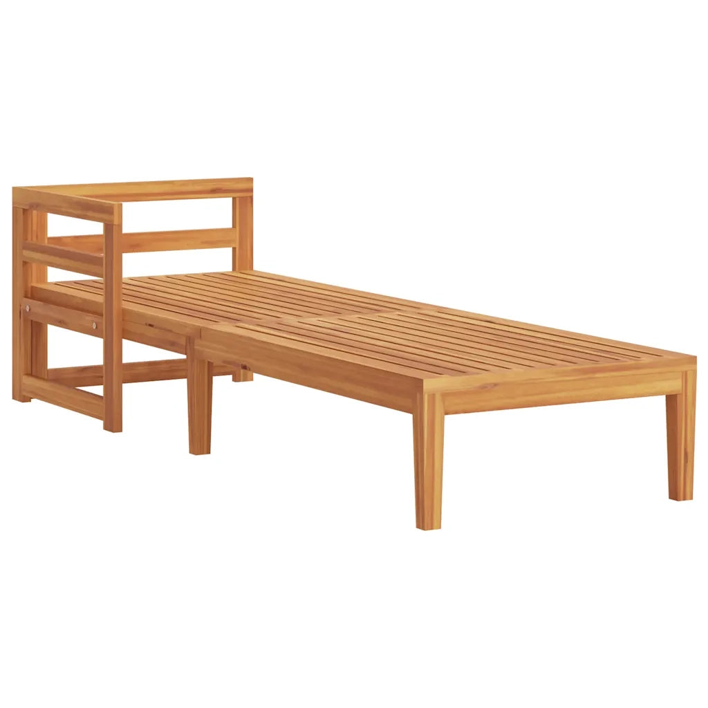 Lettino Prendisole con Bracciolo Bianco Crema Acacia Massello 316313