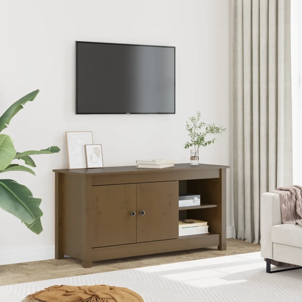 Mobile Porta TV Miele 103x36,5x52 cm in Legno Massello di Pino cod mxl 25710