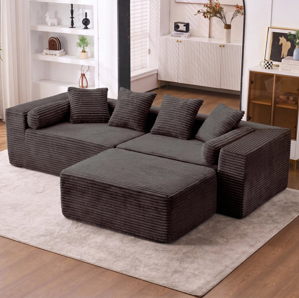 Divano modulare angolare con chaise longue; 266 cm; senza montaggio; nero