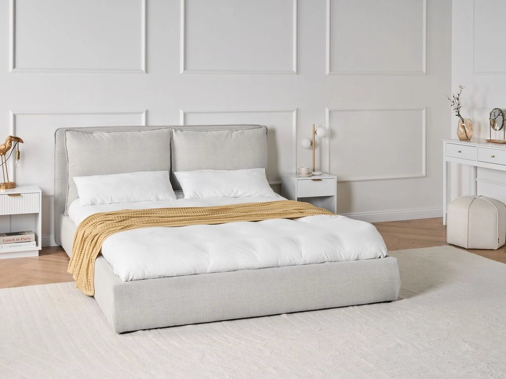 Letto matrimoniale ad acqua tessuto grigio chiaro 160 x 200 cm camera da letto moderna