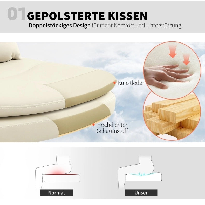 Sedia da ufficio senza braccioli in ecopelle beige