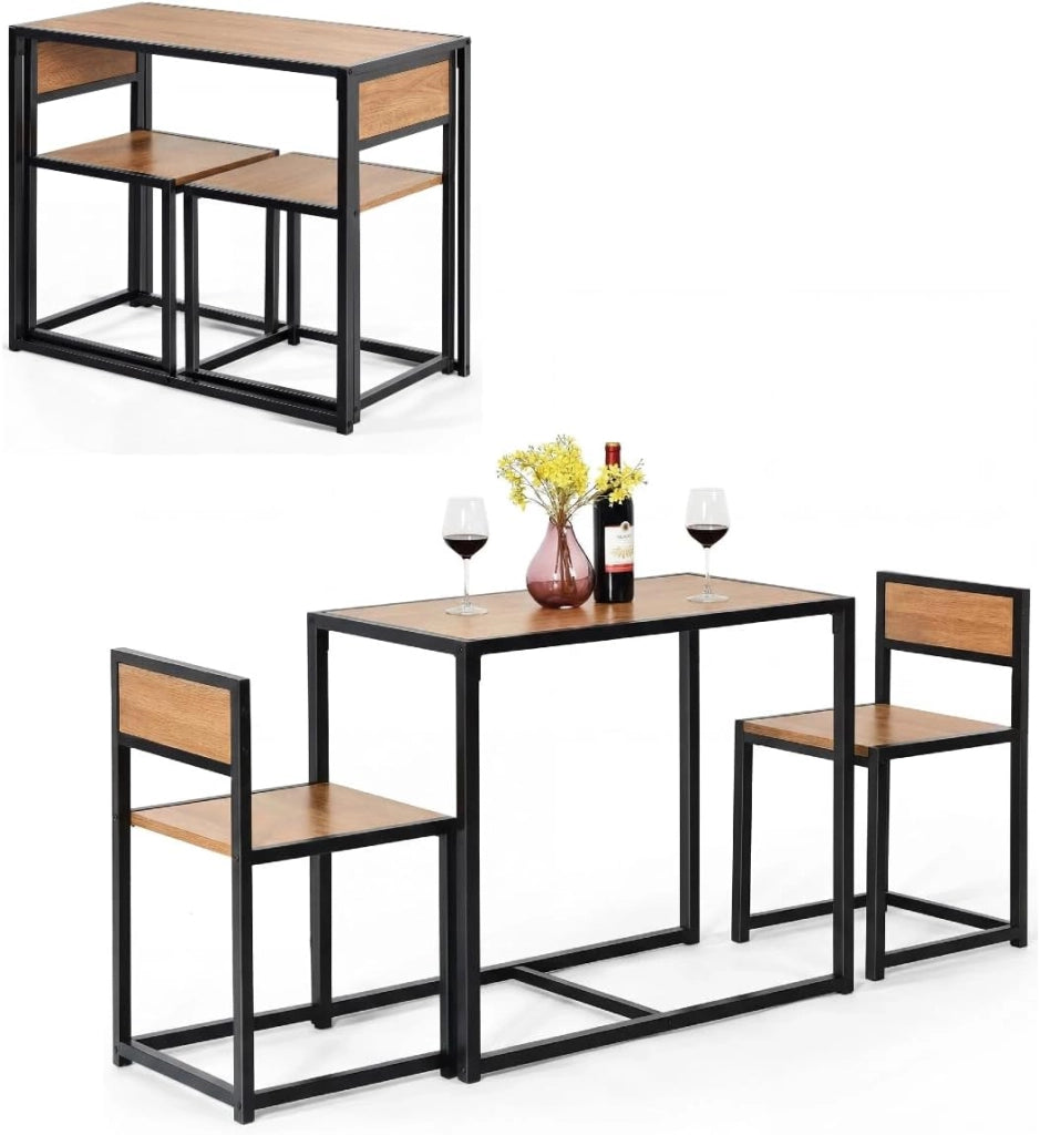 Set di Tavolo da Bar da 3 Pezzi, Set 3 Pezzi con 2 Sedie e Tavolo, Piccolo Tavolo da Cucina per 2 Persone, Tavolo da Bistrò, 3 Colori