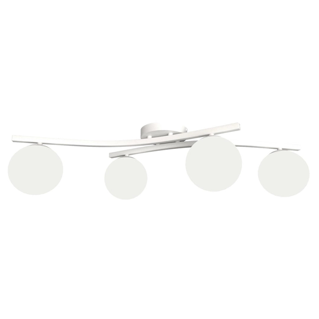 Lampada a sospensione Opus in acciaio bianco e vetro