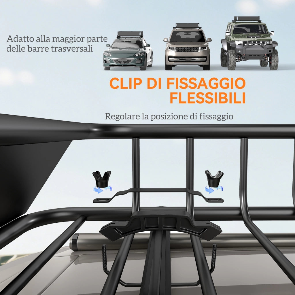 Portapacchi Auto in Acciaio con Deflettori e Guide Laterali ¨C Zephmum ¨C Nero 110.5x99.5x18.5 cm