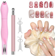 Kit Magnetizzatore per unghie 4-in-1 - 3-in-1 Magnet con Pennello - Guide con coniglio - Occhi di gatto per nail art - Disegno di nail art 3D - Adatto per uso domestico o professionale - Set di nail art