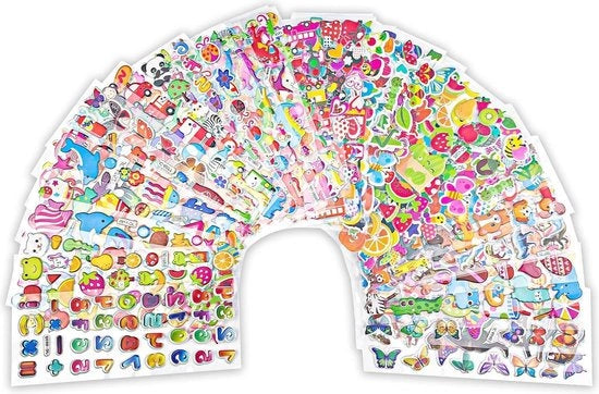 Set di 40 Sticker Acquastivanti 3D - Set di Sticker Personalizzabili con Effetto Puff - Reutilizzabili per Bambini, Scrapbooking, Tablet, Laptop
