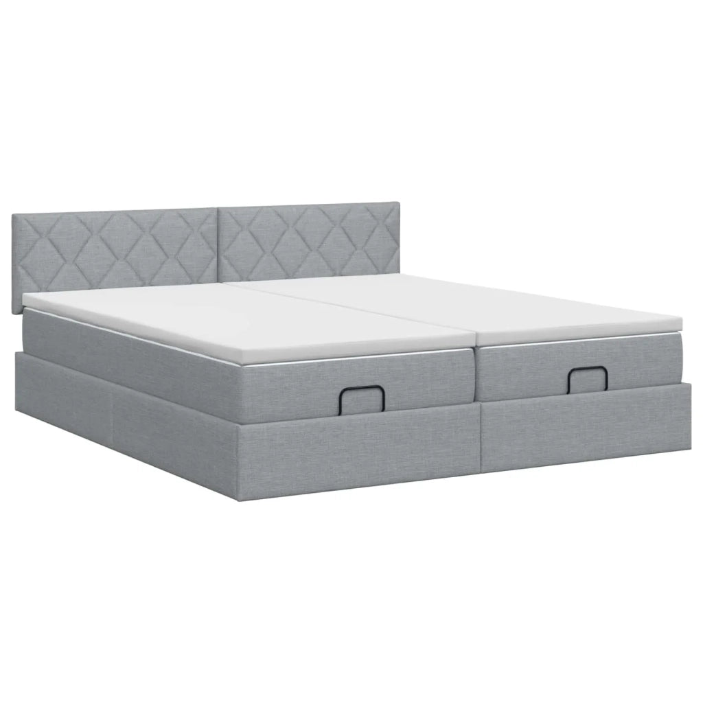 Letto ottomano con materasso 2 pz Grigio Chiaro Tessuto 3456705