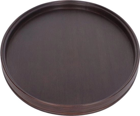 Scodella per Servire in Bamboo a forma Rotonda - Tavola per Tè in Noce - Fatto a mano - Tavola Decorativa per Salotto - Scodella Multifunzionale per Servire Cibi - per Casa, Hotel o Ristorante