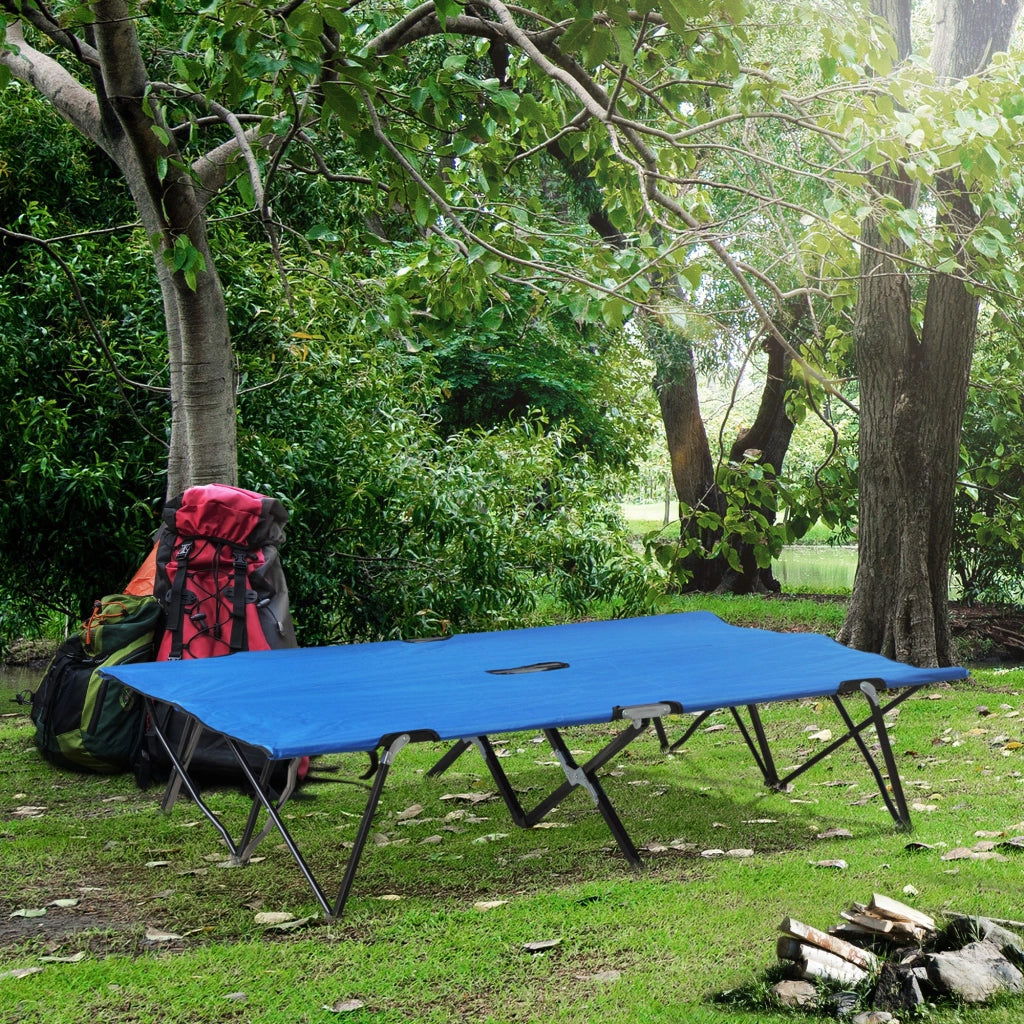 Letto da campo pieghevole per 2 persone ¨C zephmum ¨C blu, nero, acciaio, 193x125x40 cm