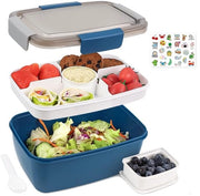 Lunchbox per adulti da 2000ml con adesivo, Lunchbox per adulti impermeabile, Bento Box con contenitori per bambini, contenitore per insalata, contenitore per insalata per portare con forchetta, Lunchbox, contenitore per colazione, blu
