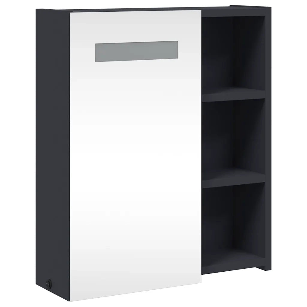 Mobiletto da bagno a parete con illuminazione a LED 45 x 13 x 52 cm pratico contenitore stile pulito legno grigio 02_0047266