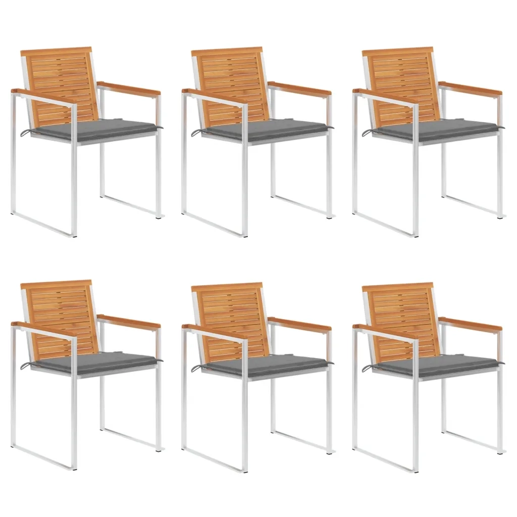 Sedie da Giardino con Cuscini 6 pz in Legno Massello di Acacia cod mxl 72258