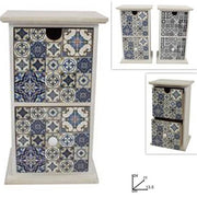 Trade Shop - Porta Oggetti Cassettiera Colonna Con 2 Cassetti Legno Country Chic Arredamento -