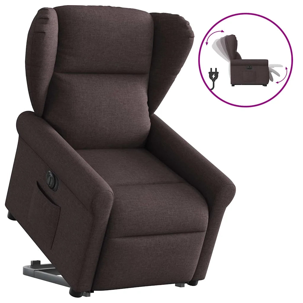 Poltrona Alzapersona Reclinante Elettrica Marrone Scuro Tessuto 3303399