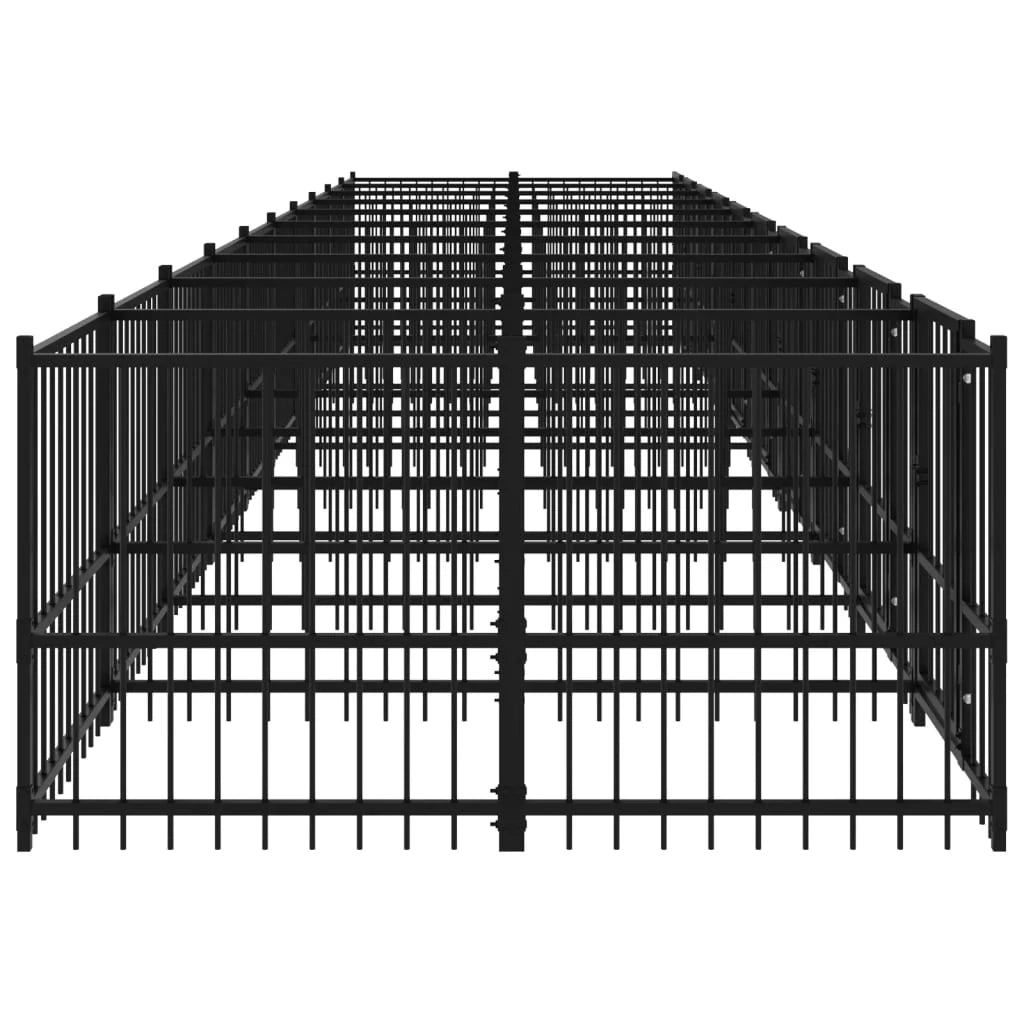 Gabbia per cuccia recinto per animali da esterno per cani in acciaio 18,77 m² nero 02_0041811