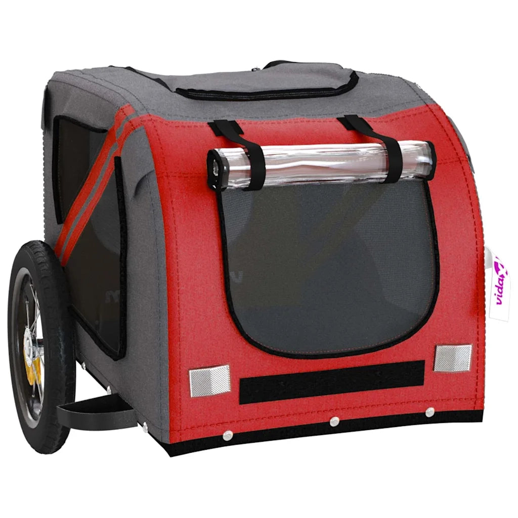Rimorchio da Bici per Animali Rosso e Grigio Oxford e Ferro CFW2140401