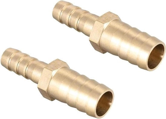 Connettore slang universale - Pijp comune a forma retta - Diametro variabile 12-8 mm - Materiale metallico - Per aria e combustibile - Adatto per tubo idraulico - 2 pezzi