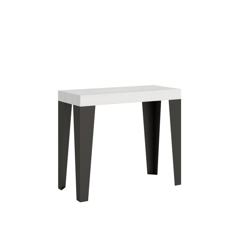 Consolle allungabile 90x40/196 cm Flame Small Premium telaio Antracite - Bianco Frassino