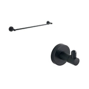 Set da bagno nero opaco 2 accessori: porta asciugamani 39cm e doppio appendino | Hook
