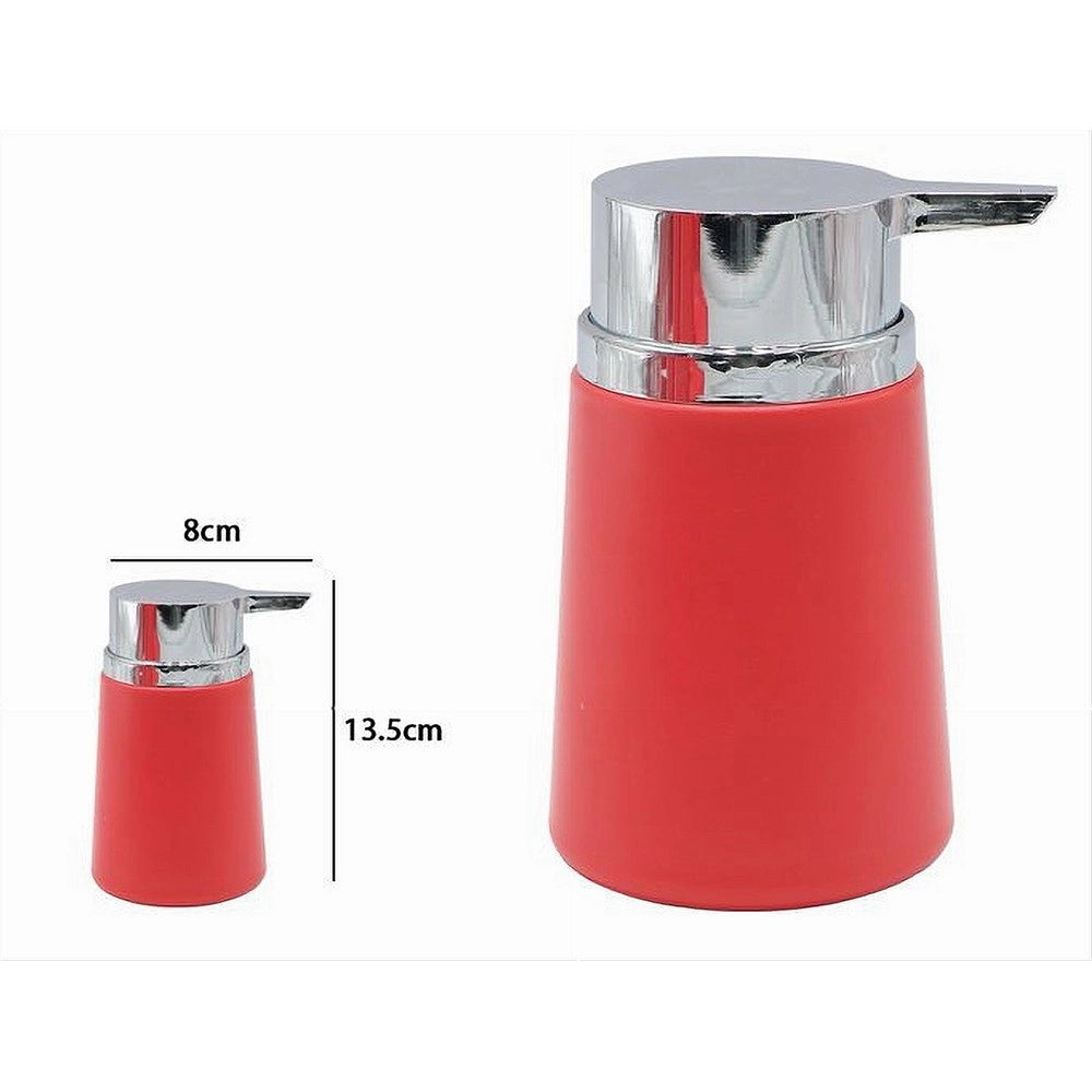 Trade Shop - Dispenser Porta Sapone Liquido Accessori Arredo Da Bagno Rosso In Plastica 69941 -