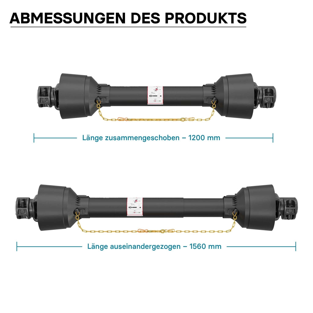 Albero cardanico T5 Giunto cardanico 1200-1320mm 620Nm 540rpm Cardano 54kW (74CV) 2x 1 3/8" 6 denti