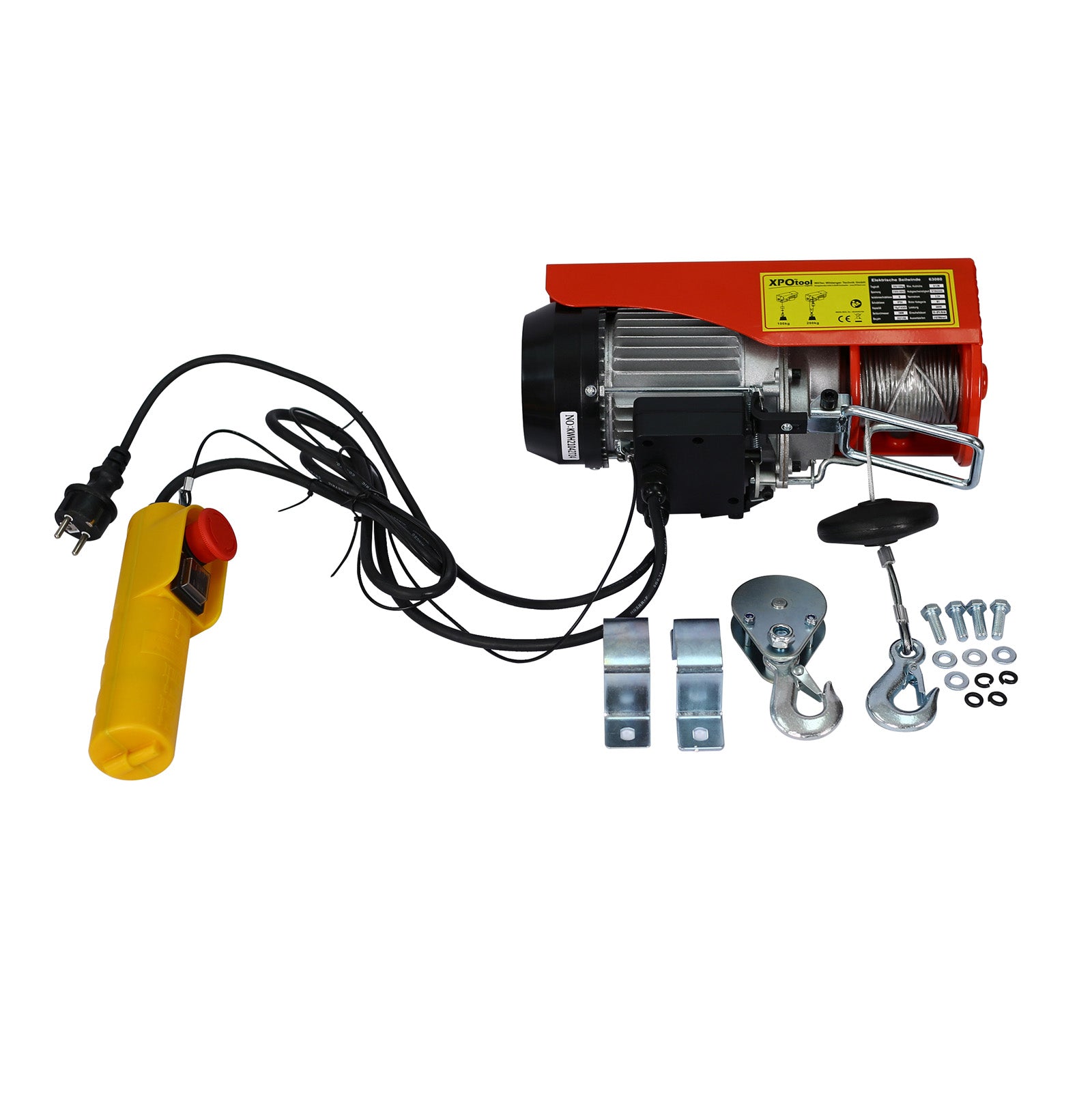 Argano elettrico 540W Verricello a motore fino a 125/250kg Fune 12/6m funzionamento a 1 mano