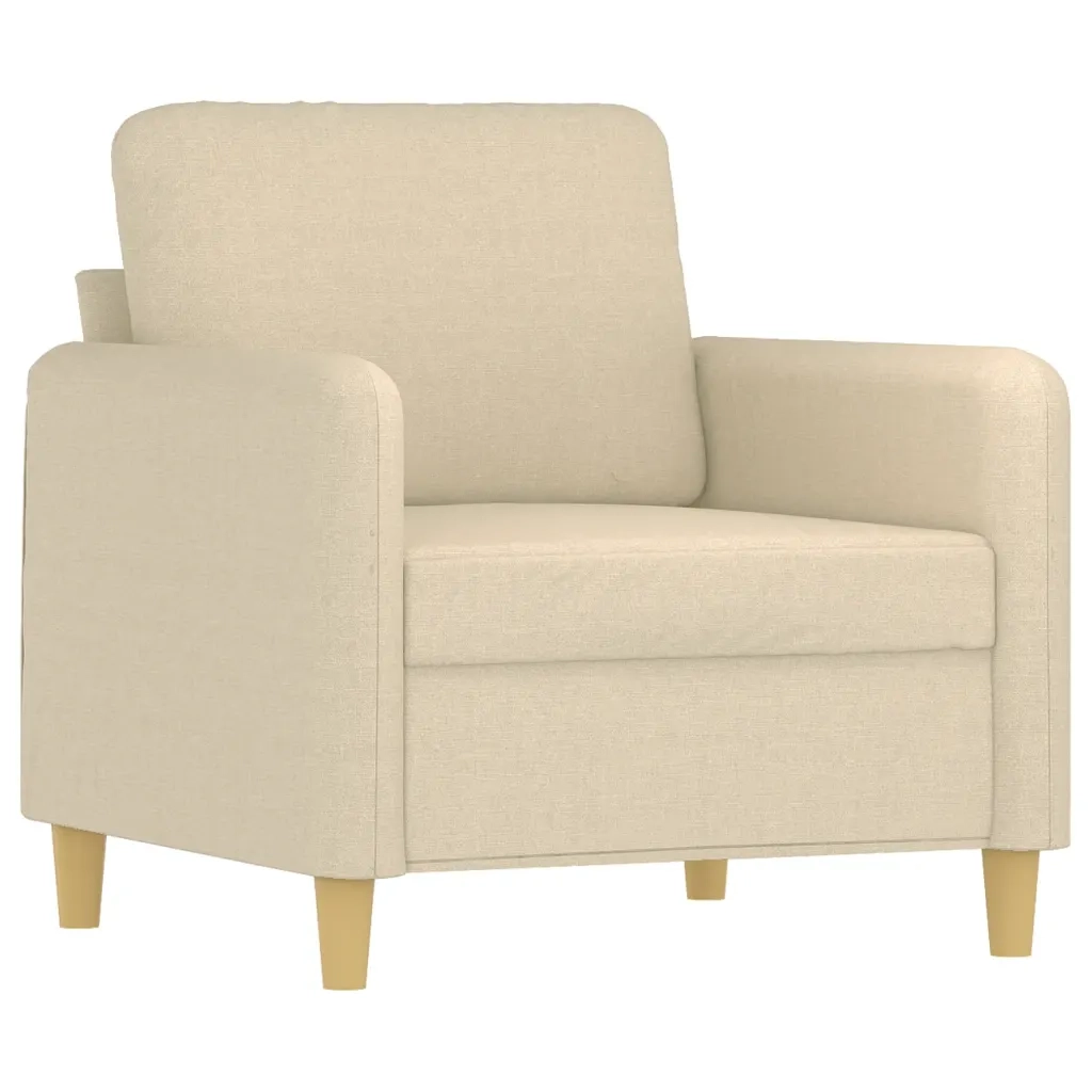Set di Divani 3 pz con Cuscini Crema in Tessuto 3202056